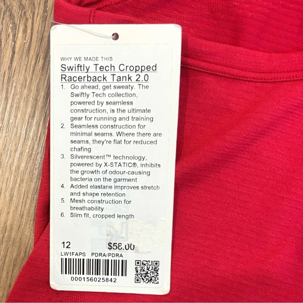 NWT Lululemon Swiftly Tech Cropped Racerback Tank Top Sz 12 In Pink Dragonfruit